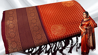 Rustic Orange Silk Saree