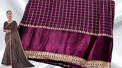Viscose Georgette Queen Jari Silk Saree - Dark Plum Viscose Georgette Queen Jari Silk Saree - Dark Plum