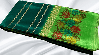 All The Best Gold Foil Saree - Green All The Best Gold Foil Saree - Green