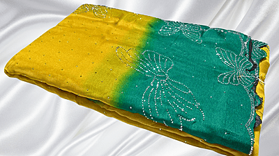 Gold Mine Butterfly Stone Saree - Green Gold Mine Butterfly Stone Saree - Green