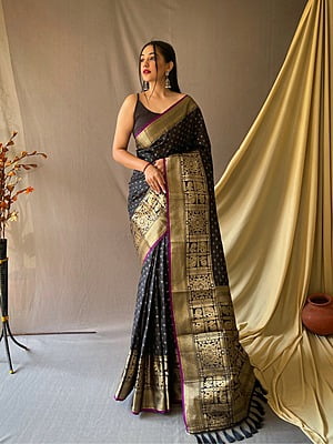 Handloom Silk Saree-Black