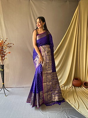 Handloom Silk Saree-Blue