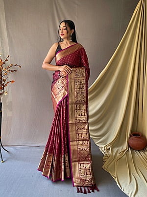 Handloom Silk Saree-Brown