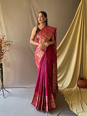 Handloom Silk Saree-Magenta