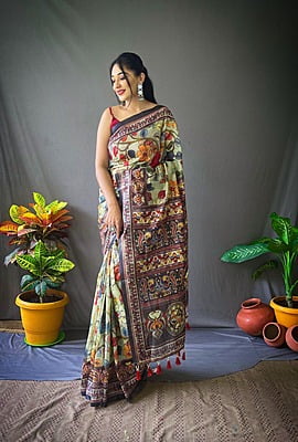 Kalamkari Printed Cotton Saree-5