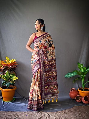Kalamkari Printed Cotton Saree-7