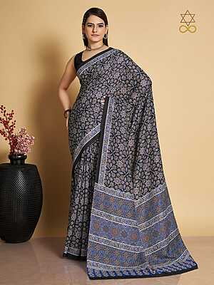Muslin Ajrakh Digital Printed Saree-4