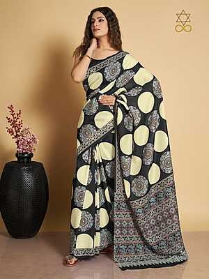 Muslin Ajrakh Digital Printed Saree-7