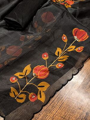 Organza Digital Printed Saree-Black-3