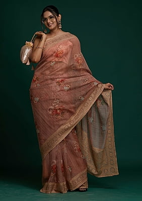Organza Thread Work Saree-1