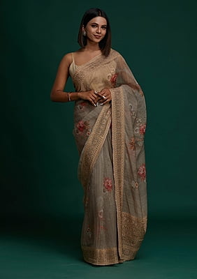 Organza Thread Work Saree-2