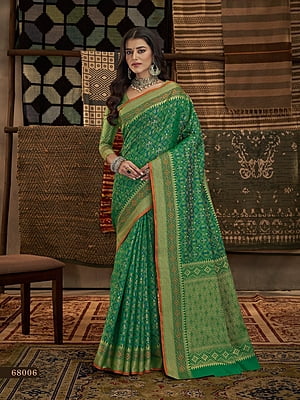 Patola Silk Saree-Green