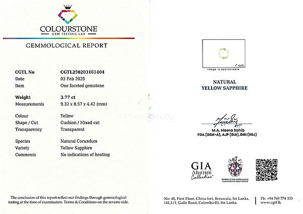 Yellow Sapphire 3.77 ct
