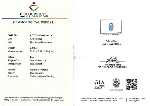 Blue Sapphire 3.70 ct