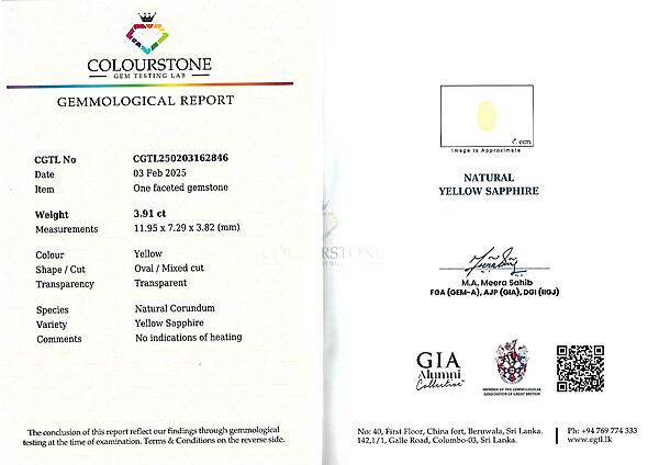 Yellow Sapphire 3.91 ct