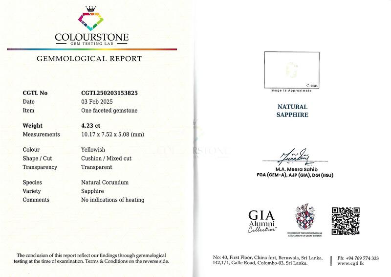 Yellowish White Sapphire 4.23 ct