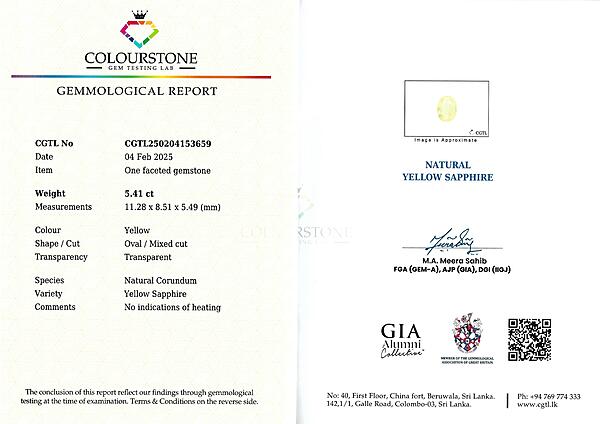 Yellow Sapphire 5.41 ct