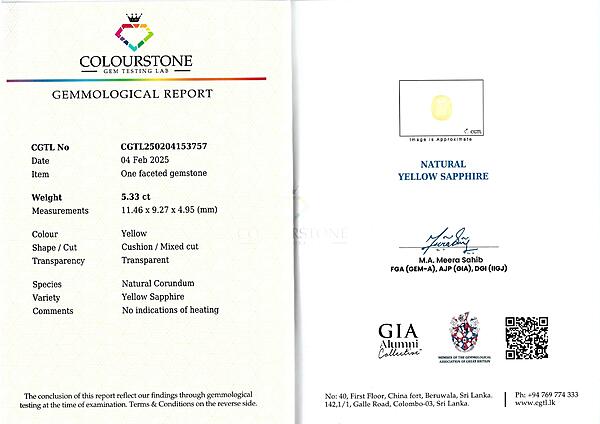 Yellow Sapphire 5.33 ct