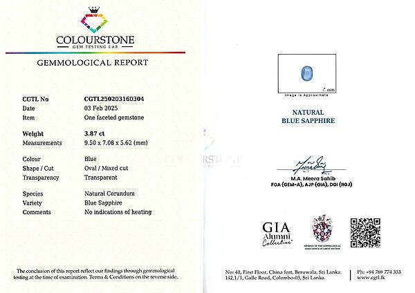 Blue Sapphire 3.87 ct
