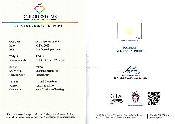 Yellow Sapphire 5.60 ct
