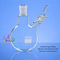 Schlenk Type Flasks (Round / Flat Bottom) with Side Arm and Stopcock