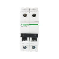 Schneider Electric MCB 2P, 32 A, C curve, 6000 A 240V (Pack of 1)