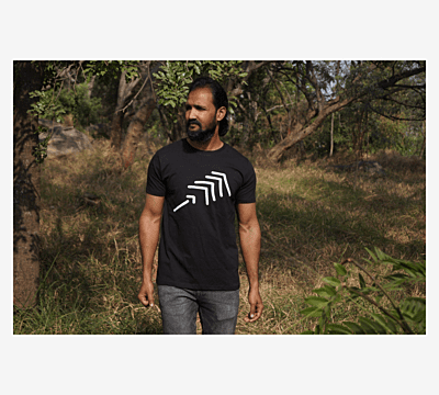 'Next Angle' Half Sleeve Tee Black