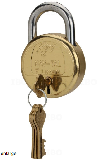 Godrej Padlock Brass Nav-tal 7 levers 4 Keys