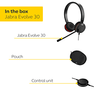 Jabra Evolve 30 II Stero On Ear Wired Headphone with Mic