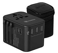 Destinio Type C Universal Travel Adapter with PD and 3 USB Ports, Black