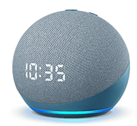 Echo Dot (4th Gen, 2020 release) with clock | Smart speaker with powerful bass, LED display and Alexa (Blue)