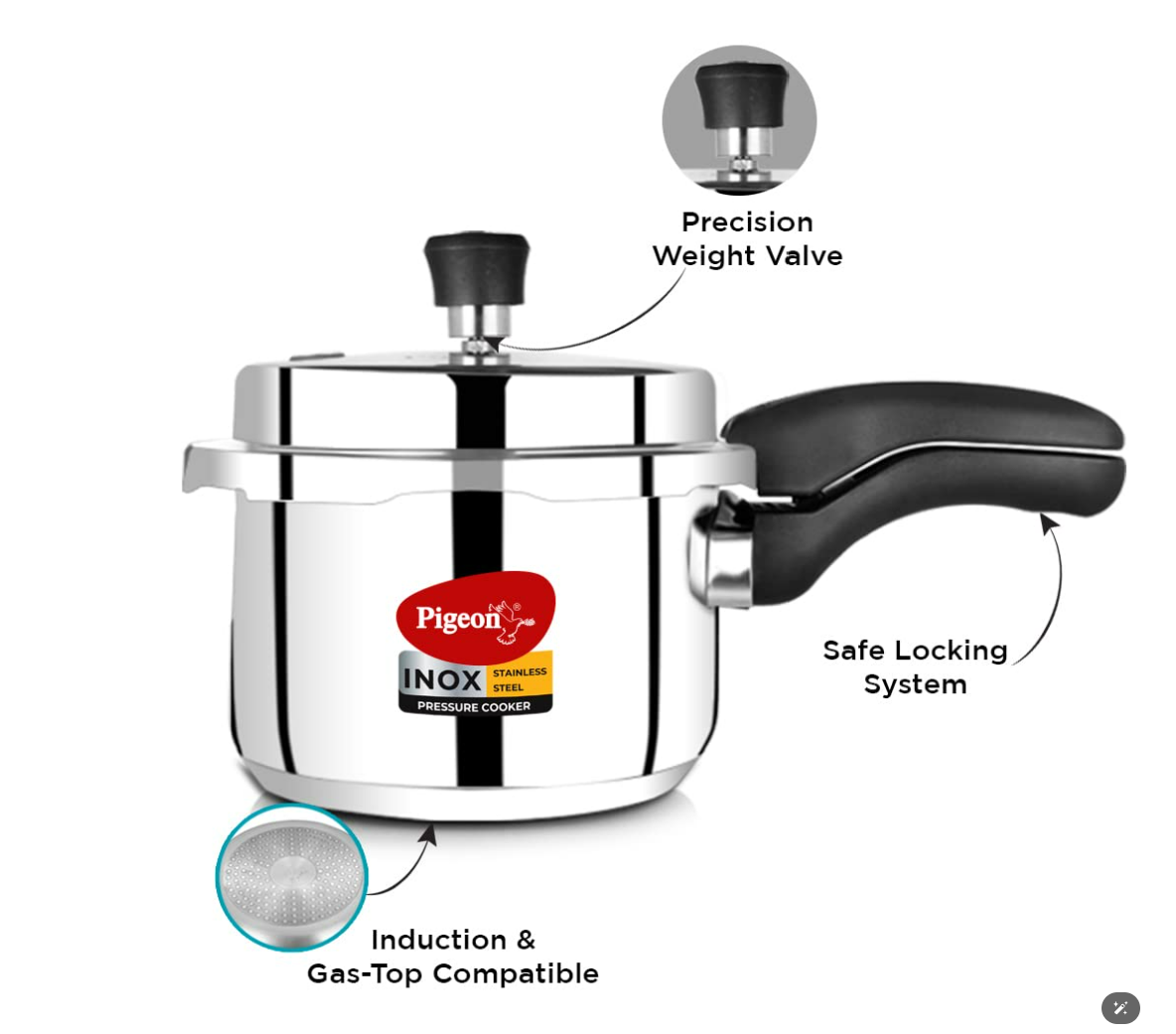 Pigeon Steel JADE Flat Bottom Tope -3600ml
