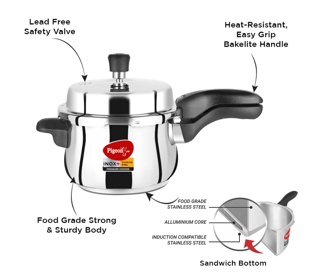 Pigeon Steel JADE Flat Bottom Tope -2200ml