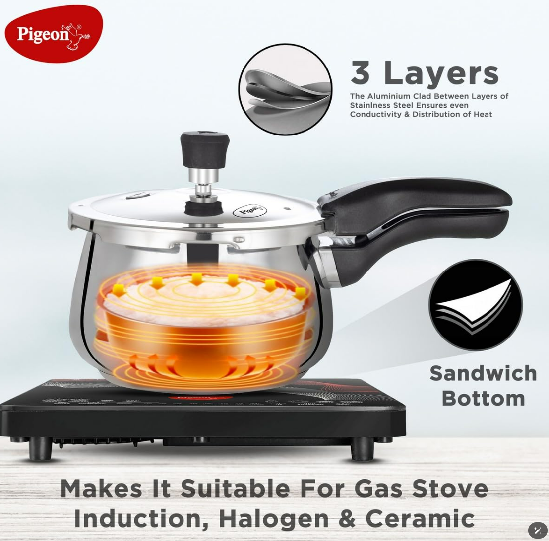 Pigeon Steel JADE Flat Bottom Tope -1300ml