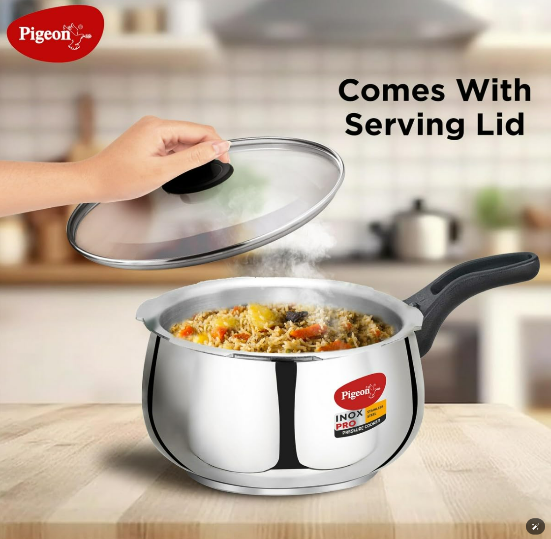 Pigeon Steel JADE Flat Bottom Tope -1300ml