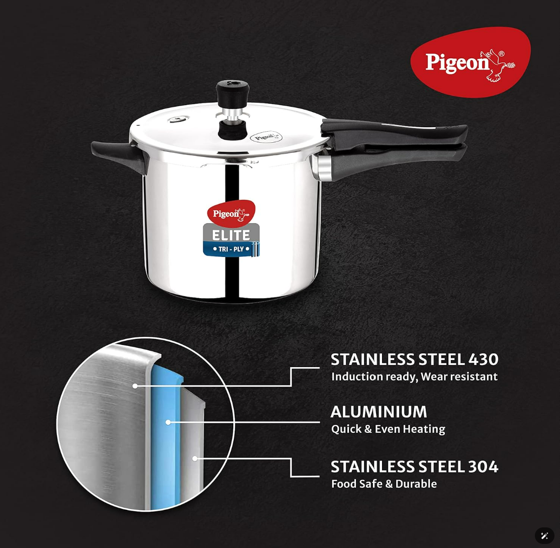 Pigeon Steel EMARALD Copper Bottom Tope-1300ml