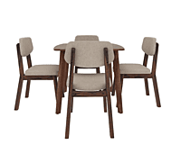 Salvia (Lingon table-Leve chair) 4-seater Solid wood square shape dining set