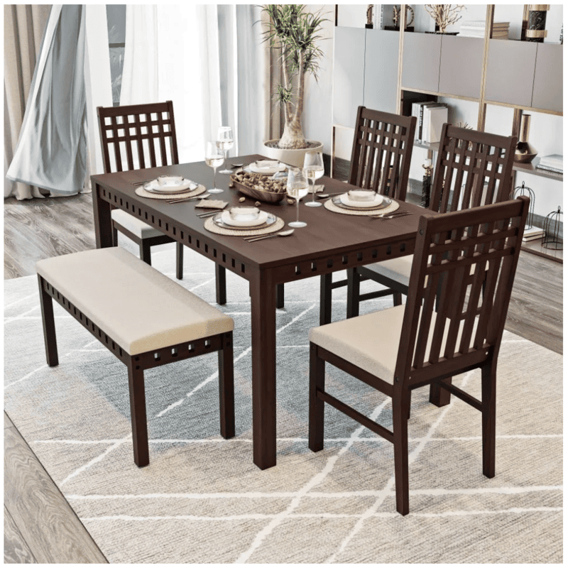 Kopra 6 seater Dining Set (with cushion omega pearl)