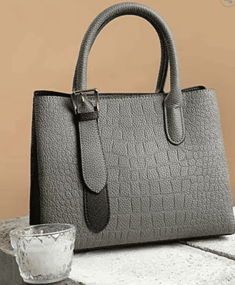 Croc-Embossed Handbag with Adjustable Strap