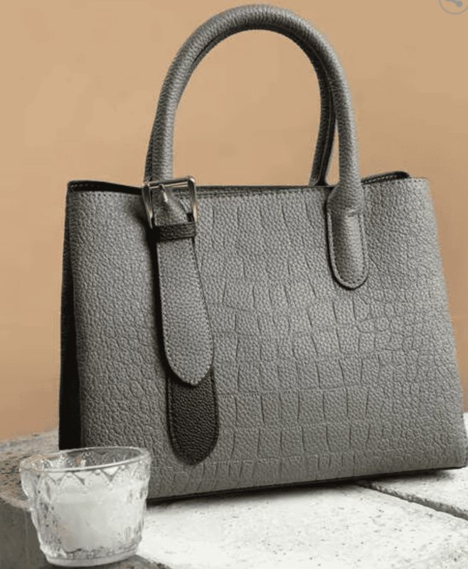 Croc-Embossed Handbag with Adjustable Strap