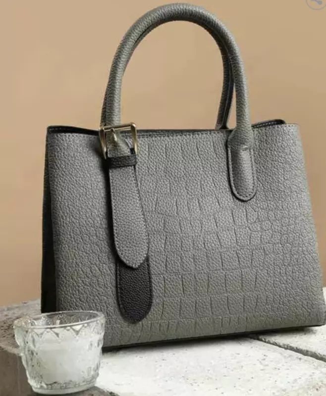 Croc-Embossed Handbag with Adjustable Strap