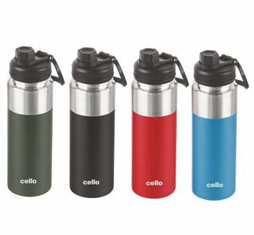 Cello Duro Tuff Series Sprint Double Walled Stainless Steel Bottle with DTP Coating, 850 ml Flask