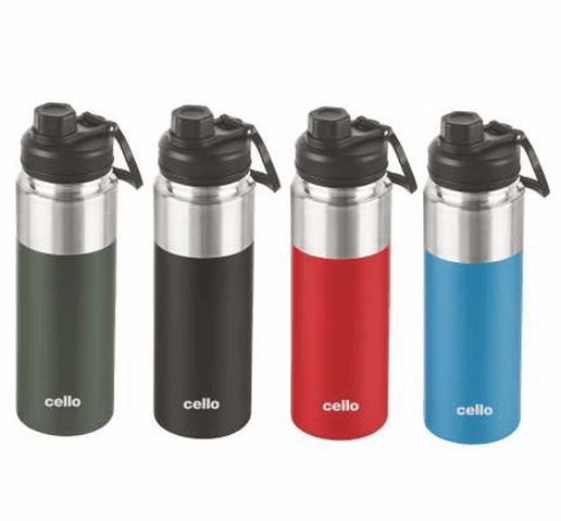 Cello Duro Tuff Series Sprint Double Walled Stainless Steel Bottle with DTP Coating, 850 ml Flask