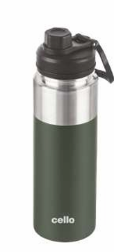 Cello Duro Tuff Series Sprint Double Walled Stainless Steel Bottle with DTP Coating, 850 ml Flask