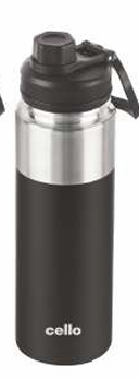 Cello Duro Tuff Series Sprint Double Walled Stainless Steel Bottle with DTP Coating, 850 ml Flask