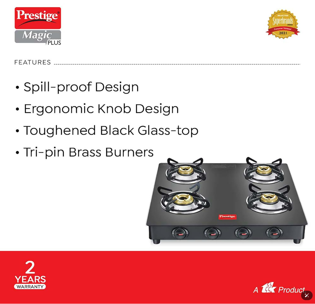 Prestige Magic Plus GTMP 04 SQ LP Gas Stove