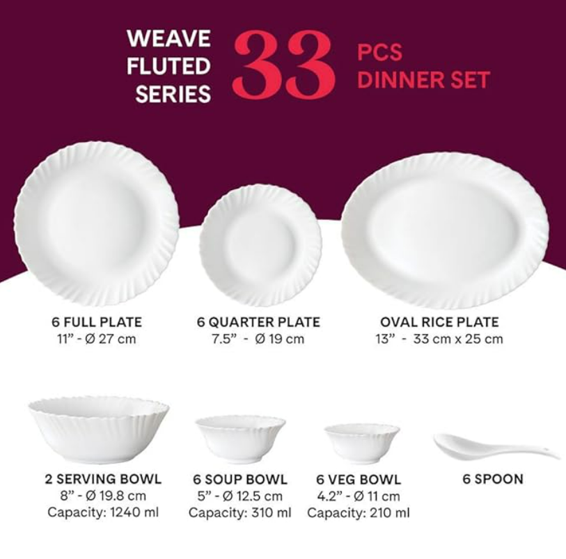 BOROSIL FULL PLATE 10” SET 6