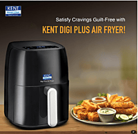 KENT Star Air Fryer | 4 L Capacity | Fry, Grill, Roast, Bake | 80% less oil | 80˚C to 200˚C | 60-minutes timer | Auto shut off | Black