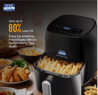KENT Star Air Fryer | 4 L Capacity | Fry, Grill, Roast, Bake | 80% less oil | 80˚C to 200˚C | 60-minutes timer | Auto shut off | Black