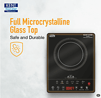 KENT Star Induction Cooktop 3000W | 6 Preset Menu | Full Microcrystalline Glass | Feather Touch Buttons & LED Display | Milk Boiling & Turbo Cooking Function | Overheat Protection & Auto Turn-Off